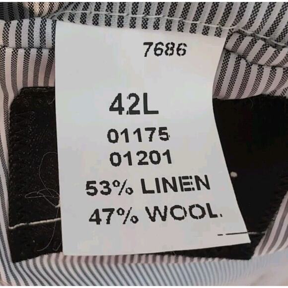 Jos A Bank Silk Wool Sport Coat Men's Size 42L Black White Houndstooth 2 Button - Picture 7 of 16